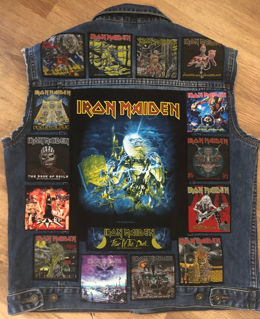 Fully Laden Iron Maiden: Quarter / Half / Three-Quarters / Full Patch Denim Vest Cut-Off Battle Jacket