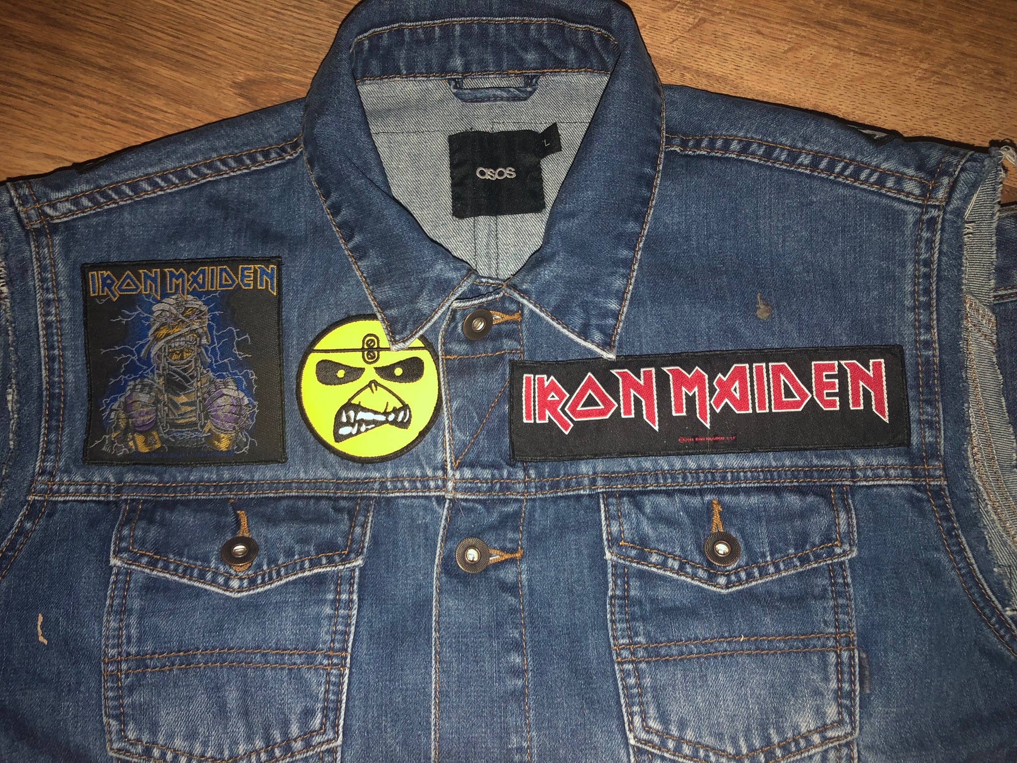 Vintage Denim Jacket hot with Iron Maiden Patches