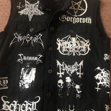 Load image into Gallery viewer, Black Metal Battle Jacket Cut-Off Denim Vest Darkthrone Marduk Mayhem Emperor Gorgoroth Taake
