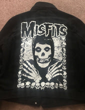 Load image into Gallery viewer, Misfits Fiend Club For Life Crimson Ghost Black Denim Battle Jacket Horror Punk
