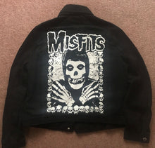 Load image into Gallery viewer, Misfits Crossed Arms Skeletal Hands Crimson Ghost Horror Business Black Denim Punk Girl Jacket
