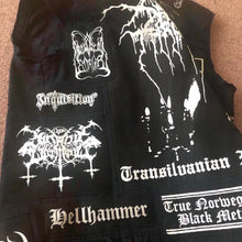 Load image into Gallery viewer, Black Metal Battle Jacket Cut-Off Denim Vest Darkthrone Marduk Mayhem Emperor Gorgoroth Taake
