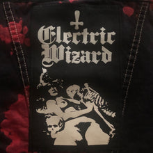 Load image into Gallery viewer, Electric Wizard Girls&#39; Black &#39;n&#39; Bloody Red Tie-Bleach Denim Cut-Off Black Mass Doom Metal
