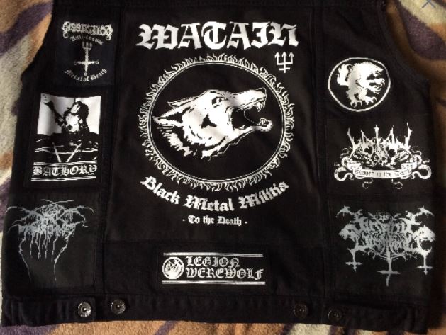 Black Metal Battle Jacket Cut-Off Denim Vest Watain Mayhem Bathory Darkthrone Dissection Venom