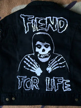 Load image into Gallery viewer, Misfits Fiend Club For Life Crimson Ghost Black Denim Vest Cut-Off Battle Jacket Horror Punk
