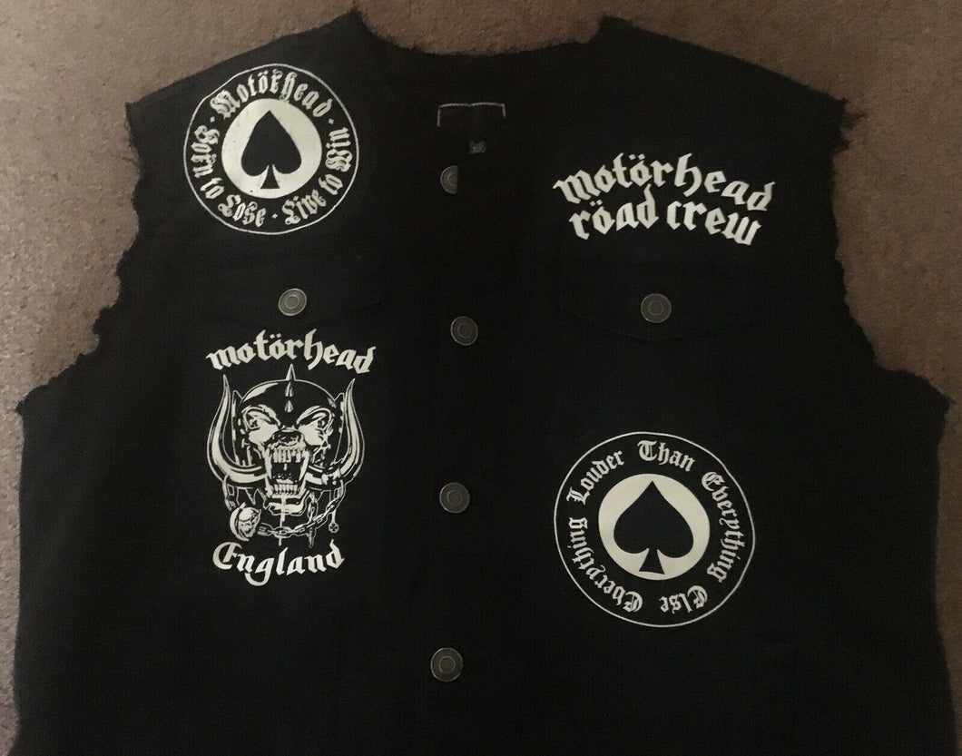 Motörhead Road Crew Biker Club Vest Cut-Off Denim Jacket Born To Lose Live To Win