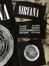 Load image into Gallery viewer, Nirvana Vestibule Black Denim Vest Cut-Off Battle Jacket Negative Creep Bleach
