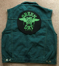 Load image into Gallery viewer, Green Day Green Denim Cut-Off Vest Battle Jacket Dookie American Idiot Nimrod Punk
