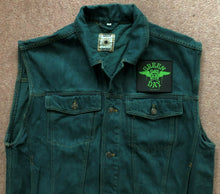 Load image into Gallery viewer, Green Day Green Denim Cut-Off Vest Battle Jacket Dookie American Idiot Nimrod Punk
