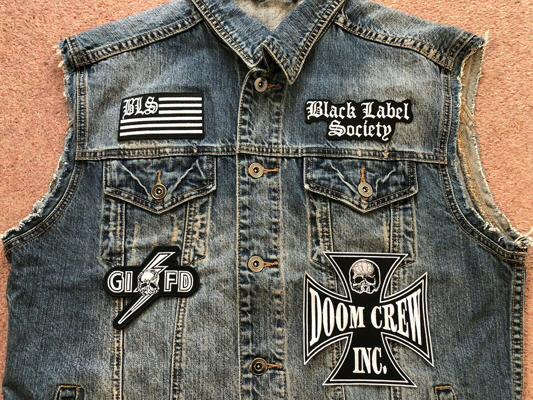 Black Label Society Doom Crew Rocker Patch Set Battle Jacket Cut-Off Denim BLS GIFD